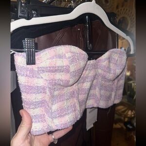 NWT Zara Strapless Tweed Sweetheart Bustier Corset
